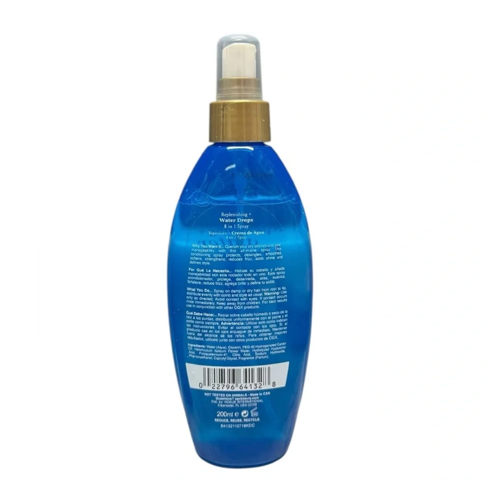 (2) New OGX Replenishing + Water Drops 8 in 1 Spray 6.8floz Original Formula